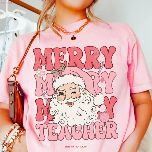 Merry Teacher Santa T-Shirt – Festive Holiday Shirt for Teachers | TeachingTeez.com - TeachingTeez.com